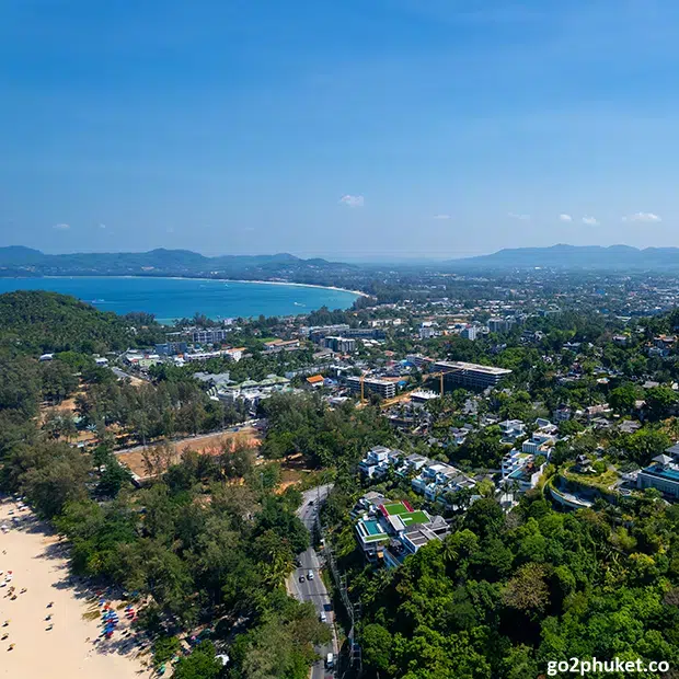 Luxury hillside homes overlooking Surin Beach and the Andaman Sea on Phuket Island, Thailand